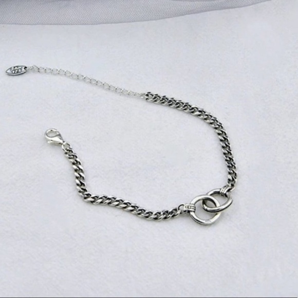 *NEW* 925 Sterling Silver Double Circle Chain Bracelet - Picture 5 of 7